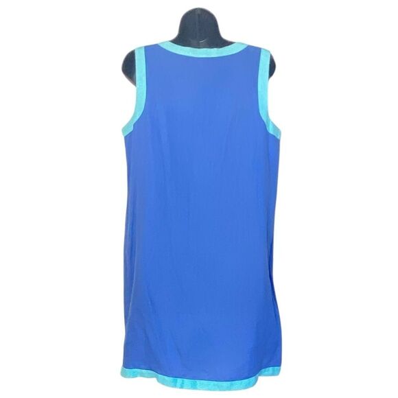 Sigrid Olsen 100% Linen Sky Blue Aqua Green Shift Mini Dress Sz M - Picture 2 of 7